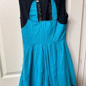 Free People Black and Turquoise Mini Dress